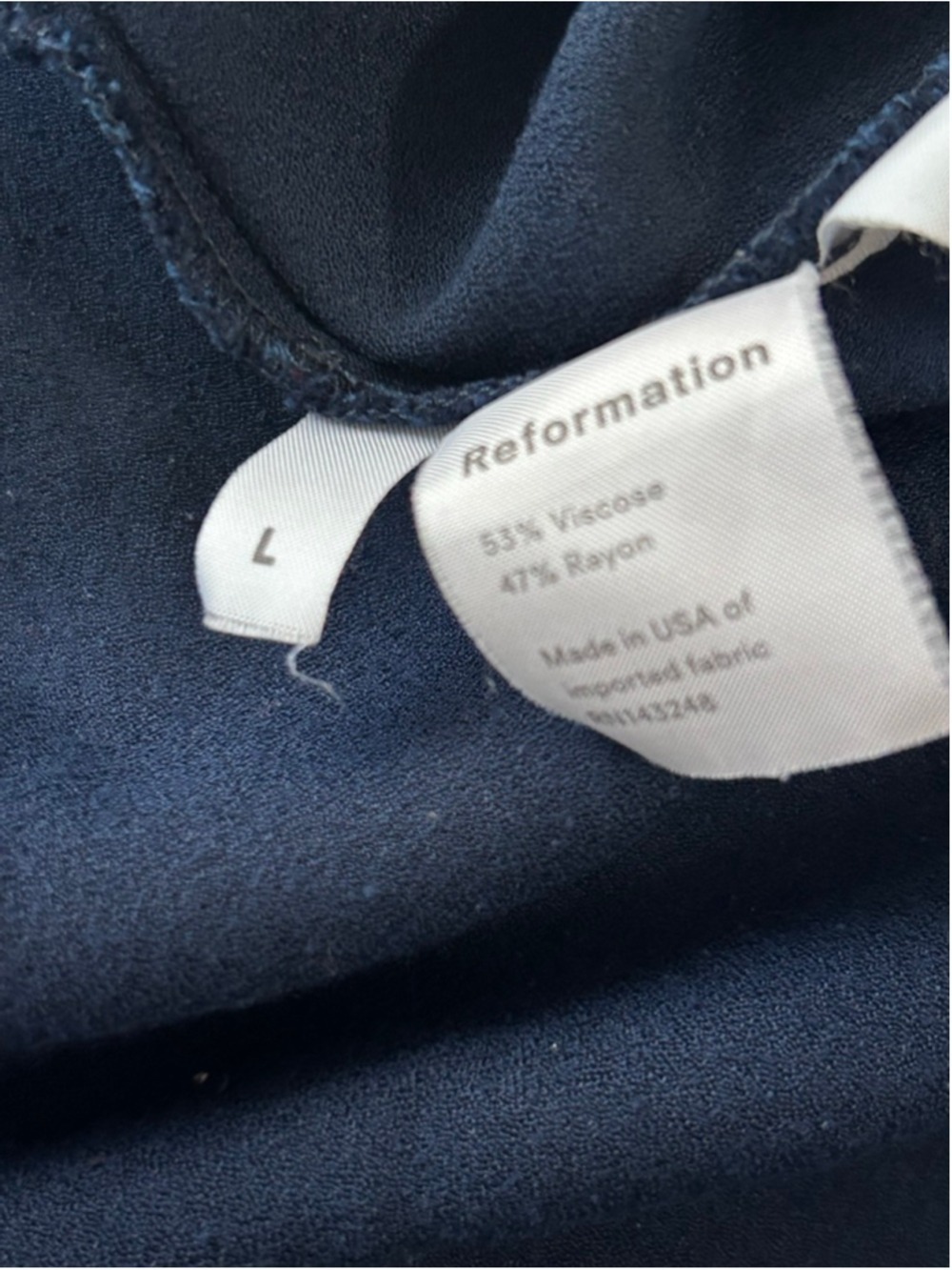 Reformation Chamomile Navy Blue Wrap Maxi Dress Size L V-Neck High Low - Picture 9 of 11